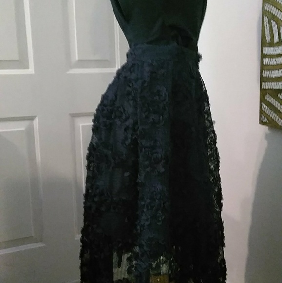 H&M Floral Mesh Navy Skirt S M - Picture 3 of 3